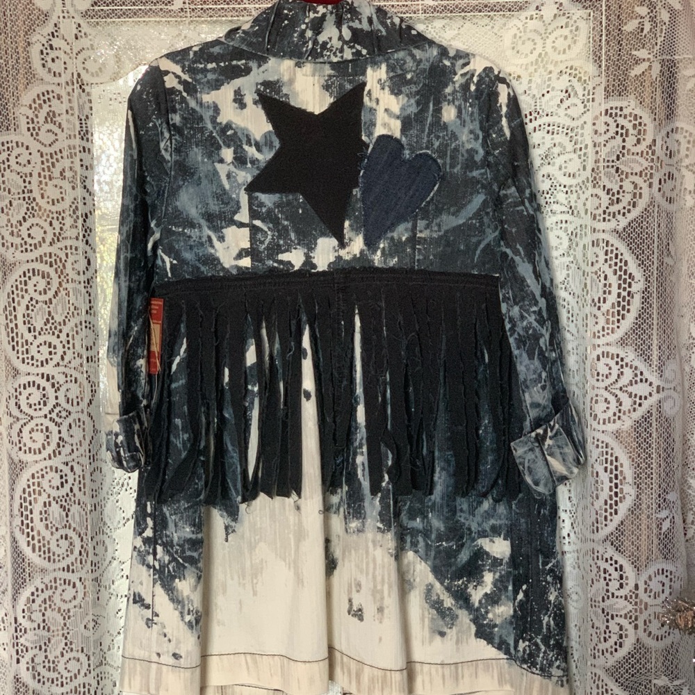 Y2K Vintage Repurposed Upcycled Denim Jacket Duster Gypsy Ooak Hippie Remade
